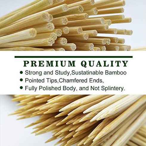Natural Bamboo Skewers,Wooden Skewers,Skewer ,kebab ,Short Skewers,Wooden Kebab Skewers -Skewers for Fruit Kabobs,Appetizer, Chocolate Fountain, Cocktail More Food (8 inch(100 Pack))