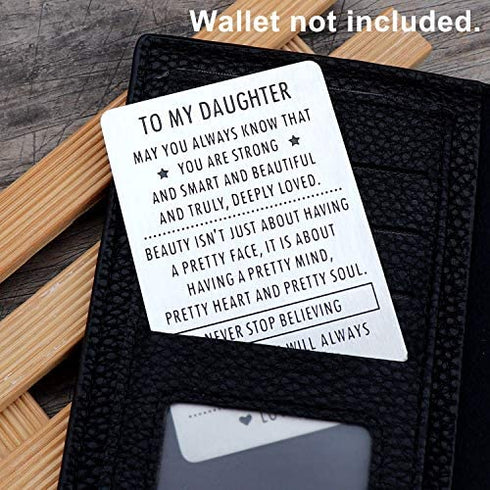 XYBAGS Engraved Wallet Inserts Gifts for Daughter from Mom, To My Daughter Engraved Card with Encouraging Quotes, Christmas Birthday Graduation Gift Ideas
