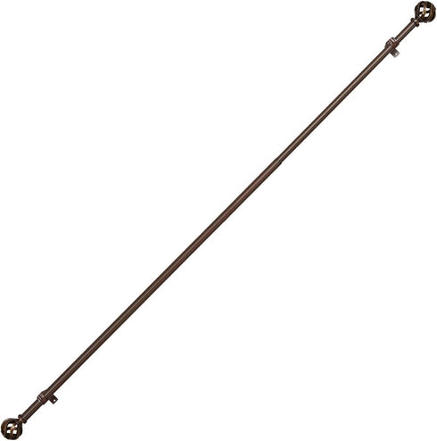 Vimayta 1 inch Curtain Rod with Resin Twisted Birdage Finials, 28 to 48 Inches Adjustable Curtain Rod, Single Curtain Rod Farmhouse Style, Antique Brown