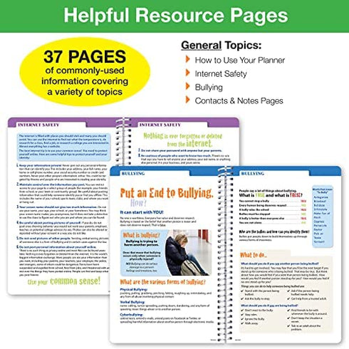 Global Datebooks 2022-2023 School Year Agenda and Academic Planner for Students and Teachers - 5.5x8.5 in Includes Resource Pages, Ruler, and Organizer Planning Stickers - Black Brick Cover