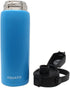 New Aquatix (Sea Mist Blue, 21 Ounce) Pure Stainless Steel Double Wall Vacuum Insulated Sports Water Bottle Convenient Flip Top Cap with Removable Strap Handle - Keeps Drinks Cold 24 hr/Hot 6 hr