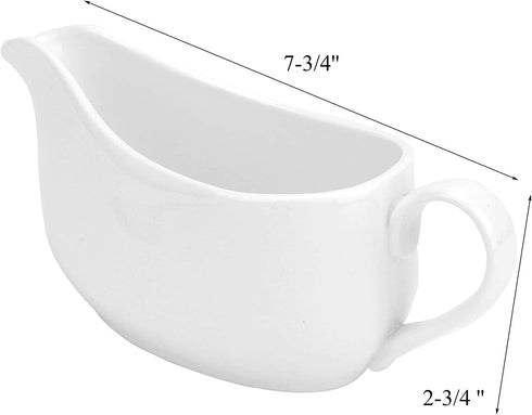 Yesland 15 oz Gravy Boat and Tray, Ceramic White Gravy Sauce Boat with Saucer Stand for Dining, Holiday Meals & Parties