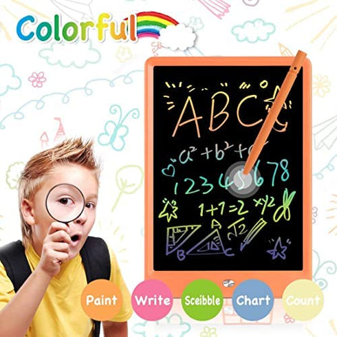 ORSEN LCD Writing Tablet 10 Inch, Colorful Doodle Board Drawing Tablet, Erasable Reusable Writing Pad, Educational for 3-6 Year Old Girls Boys(Orange)