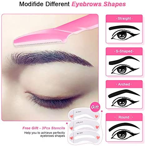 12 Pcs Eyebrow Razor, Face Razors for Women, Exfoliating Eyebrow Trimmers, Eyebrow Grooming Shaper for Women Face, Peach Fuzz, Hair Removal, Facial Razors for Women Face Dermaplane Glow Razor