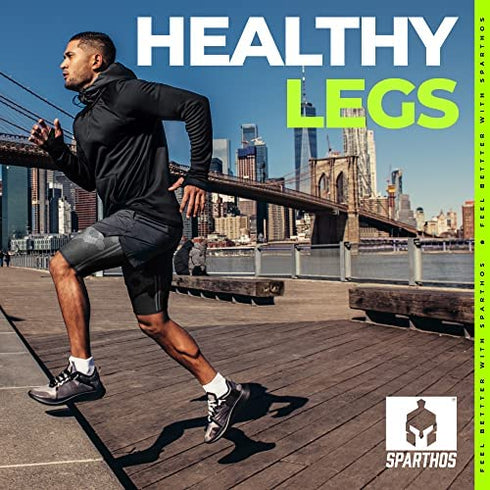 Sparthos Thigh Compression Sleeves (Pair) – Quad and Hamstring Support – Upper Leg Sleeves for Men and Women – Made from Innovative Breathable Elastic Blend – Anti Slip