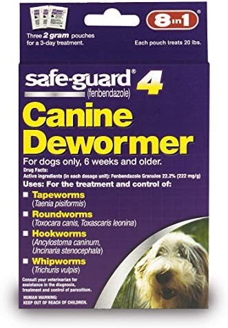 Excel 8 in 1 Safe Guard Canine Dewormer for Medium Dogs, 2-Gram (3 Pouches per Pack)