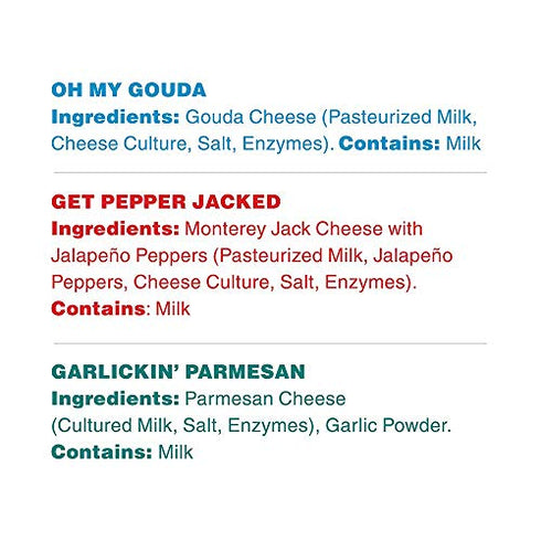 Moon Cheese Bites Bundle, Garlickin' Parmesan, Oh My Gouda, Get Pepper Jacked, 2-Ounce, 3-Pack, Lunch or After-School Snack