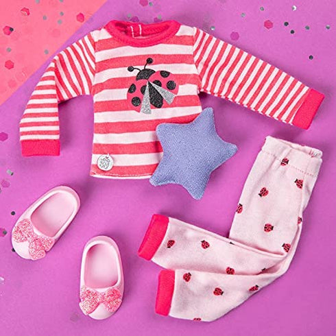 Glitter Girls - Ladybug Shimmer Pajama Top & Pant Regular Outfit - 14-inch Doll Clothes & Accessories Toys
