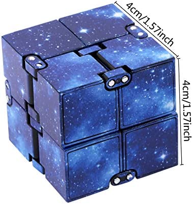 CABAX Infinity Fidget Cube for Kids and Adults, Stress and Anxiety Relief Cool Hand Mini Kill Time Toys Infinite Cube for Add, ADHD (Blue Galaxy Space)