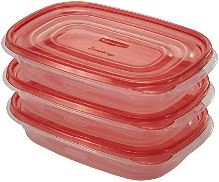 Rubbermaid TakeAlongs Rectangle Food Storage Container, 4 Cup, Tint Chili, 3 Count