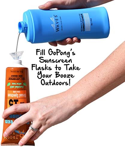GoPong Shampoo & Conditioner Stealth Flasks (Set of 2 16oz Bottles) with 6 Safety Seals for Cruises, Dorms & More