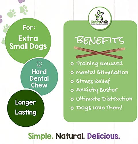 Nature Gnaws Super Skinny Bully Sticks for Small Dogs - Premium Natural Beef Dental Bones - Tasty Thin Dog Chew Treats for Toy Breeds & Puppies - Rawhide Free