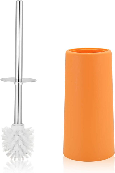 6 Piece Bathroom Accessories Set,Plastic Bath Ensemble Bath Set Lotion Bottles, Toothbrush Holder, Tooth Mug, Soap Dish, Toilet Brush, Trash Can (Orange)