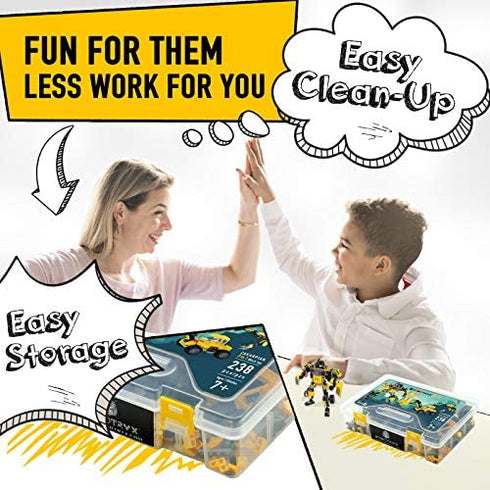 JITTERYGIT Robot Building Toy Gift for Boys, Perfect STEM Gift for Builders Ages 6, 7, 8, 9, and 10 Year Olds, Yellow Zakarpian (238 Pcs) Robotryx