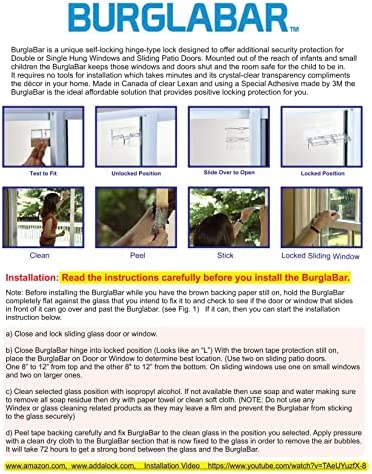 Burglabar 2 Pack - Great for Sliding Patio Door Lock, (Use 2 for doors), Sliding Window Lock, Sliding Basement Windows Lock, Child Safety Lock
