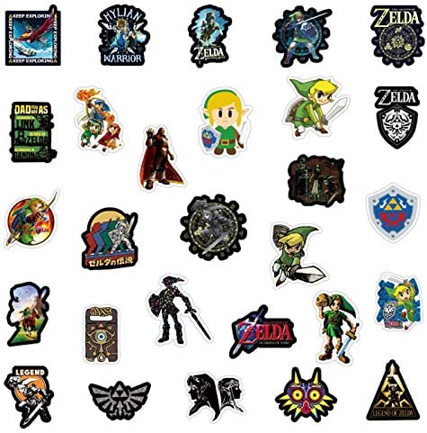 50pcs Zelda Vinyls Stickers Laptop Sticker Waterproof Stickers Luggage Skateboard Water Bottle Stickers Decal Bicycle Bumper Snowboard Decorate Gift for Kid
