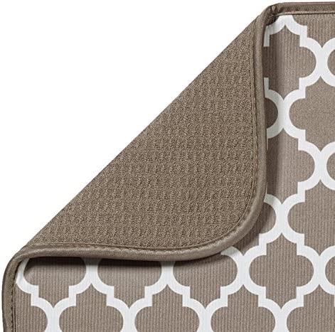 S&T INC. Absorbent, Reversible XL Microfiber Dish Drying Mat for Kitchen, 18 Inch x 24 Inch, Taupe Trellis