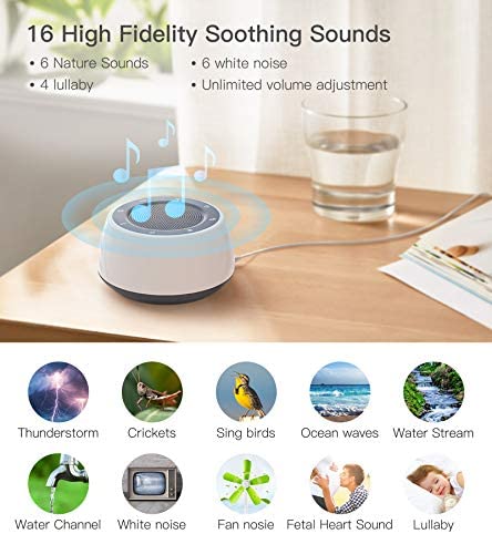 Jack & Rose White Noise Machine Baby, Baby Sound Machine Kids with Night Light, Portable White Noise Machine for Sleeping