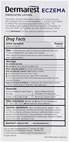 Dermarest Eczema Medicated Lotion, 24-Hour Dry Skin & Itch Relief, Dermatologist Tested, 4 ounces, (Pack of 2)