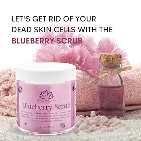 Organic Blueberry Scrub, Natural & Pure Face Exfoliant for Soft and Healthy Skin, Hydrating and Nourishing Salt Body Scrub with Shea Butter & Pure Oils