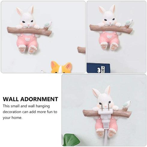 KESYOO Rabbit Wall Hook Resin Bunny Coat Hooks Wall Mount Decorative Animal Figurine Hooks Rack Hangers Holders for Clothes Towels Robe Keys Hats Bags Cable Wire