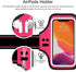 iPhone 14 Pro Max, 13 Pro Max, 14 Plus Armband with AirPods Holder, JEMACHE Gym Running Workouts Arm Band Case for iPhone 14 Plus, 14/13/12/11 Pro Max, Xs Max (Rosy)