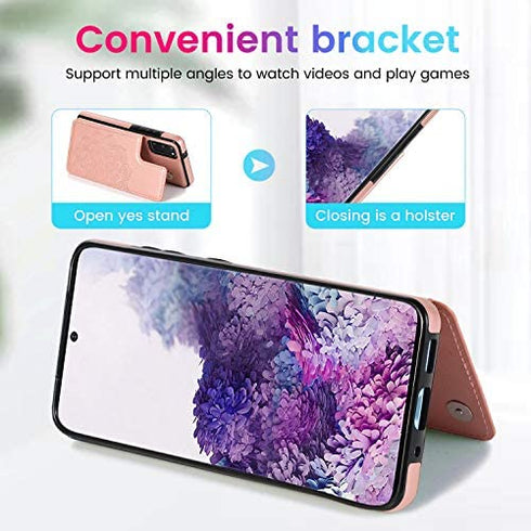 Acxlife Samsung Galaxy S20 FE 5G Case S20FE Card Credit Holder Wallet Protective Cover with Card Slot and Leather Case for Samsung S20 Fe 6.5Inch (Rose Gold)