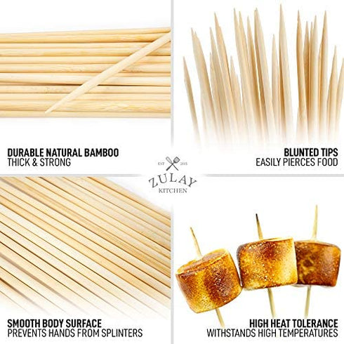 Zulay Kitchen Authentic Bamboo Marshmallow Smores Sticks - 40 Extra Long 17.5" Roasting Sticks - 5mm Heavy-Duty Bamboo Skewers - Thick Smore Sticks - Ideal for Grilling - Marshmallow Sticks Camping