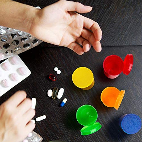 Empty Pill Bottles with Caps - Airtight 30 Dram Pop Top Bottles - Prescription Medicine Container - Multi Use for Herbs, Candy, Crafts, and More - 10 Pack Transparent Multi Color
