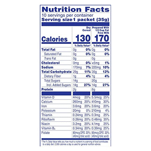 Cream of Wheat Instant Hot Cereal, Cinnabon, 1.23 Ounce, 10 Packets