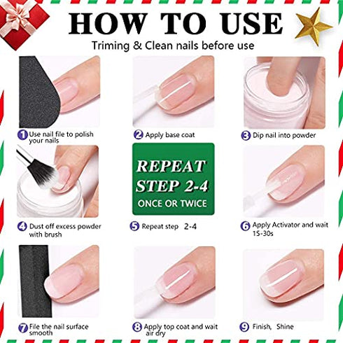 wakaniya Nail Dip Powder Set 12 Colors Glitter Pink Dipping Powder with Nail Brush and Nail File for Women Professional and Beginners Nail Art DIY Salon