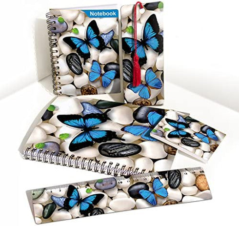 Back to School Supplies,Kids Butterfly Spiral Notebooks,Hard Cover Spiral Note Pad (Notebook Ruler Bookmark Set)