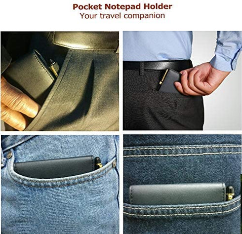 Mini Notepad Holder Set - 3x5 Pocket Memo Pads Book Cover for Business Professionals - Small Flip Jotter Notebook Case