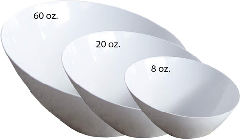 Party Essentials Disposable Hard Plastic Contemporary Angle Bowl, 8-Count, 8 oz, White