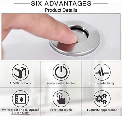 SINKINGDOM Air Activated Switch Button for Sink Garbage Disposal Part, Brushed Nickel