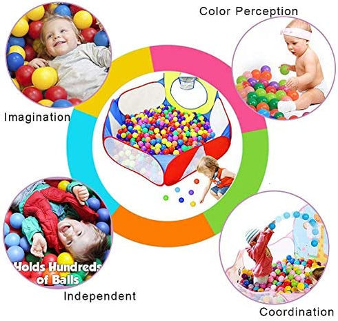 Eocolz Kids Ball Pit Large Pop Up Childrens Ball Pits Tent for Toddlers Playhouse Baby Crawl Playpen with Basketball Hoop and Zipper Storage Bag, 4 Ft/120CM, Balls Not Included