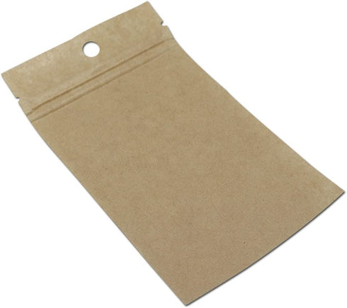 100Pcs Clear Brown Kraft Paper Plastic for Zip Reclosable Bag Lock Flat Heat Sealable Smell Proof Packaging Bags Zipper Lock Coffee Plastic Bags (10x18cm (3.9x7.1 inch))