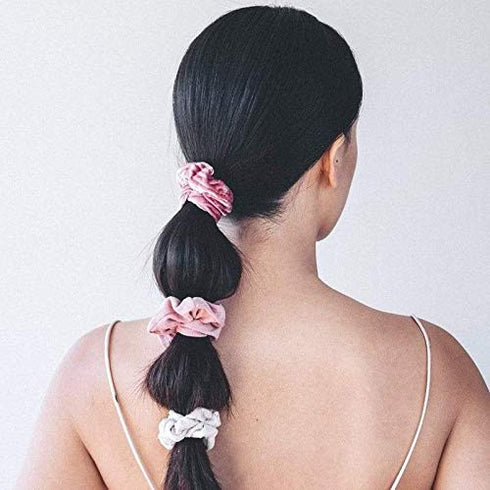 Kitsch Velvet Scrunchies for Hair | Hair Scrunchies for Women | Holiday Gift Scrunchy Hair Bands | 5 Pack (Blush/Mauve)