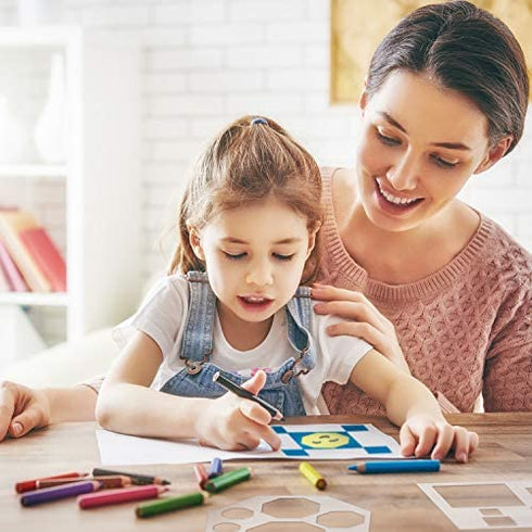 12 Pieces Chalk Stencils Set Sidewalk Plastic Stencils Drawing Stencil Template Geometry Shape Stencils for Arts and Crafts