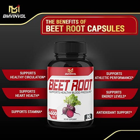 Beet Root Capsules - 4600mg Herbal Equivalent - 11in1 Powerful Blend of Olive Leaf, Garlic, Turmeric - Supports Healthy Blood Pressure, Digestive, Immune System - 3 Months Supply