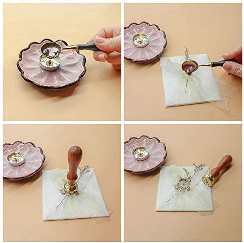 VOOSEYHOME The Heart Wax Seal Stamp with Rosewood Handle, Decorating on Invitations Envelope Sealers Letters Posters Gift Packings for Birthday Themed Parties Weddings Signatures