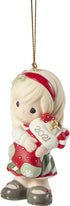 Precious Moments 211002 You Fill Me with Christmas Cheer 2021 Dated Girl Bisque Porcelain Ornament , White