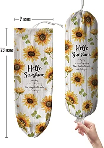 Hglian Grocery Plastic Bag Holder and Dispenser Wall Mount Plastic Bags Organizer?Garbage Shopping Trash bags Storage Carrier, Cute Sunflower Home Kitchen Decor,Gifts for Mom Wife Grandma