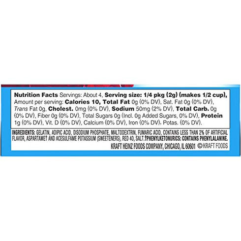 Jell-O Sugar Free Gelatin Variety, Black Cherry, Raspberry, Lemon, Lime, Strawberry, Cherry, 0.3 oz Boxes (Pack of 6) with By The Cup Mood Spoons