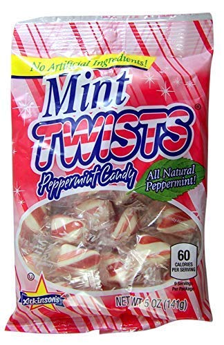 Hard Peppermint Candy Twists Individually Wrapped Mint Candies, 5 Ounce, Pack of 2