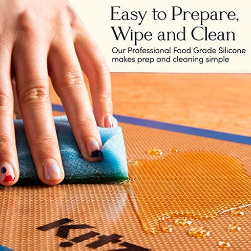 Kitzini Silicone Baking Mat Set. Non-Stick Silicone Mats for Baking. 3 Quarter Baking Sheets. BPA Free. Professional Grade Silicon Baking Sheet. Silicone Baking Mats for Cookies, Macarons & Pastry