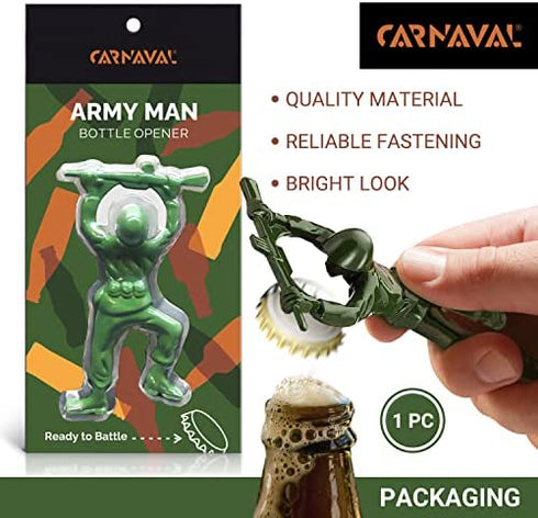 CARNAVAL Green Army Man Bottle Opener - Unique Funny Bottle Opener Bartender Compatible As Coke Bottle Opener - Metal Bottle Opener Man - Mini Soldier Bottle Opener - Creative Cool Bottle Opener