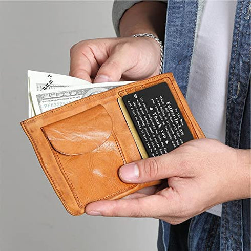 Laluminter Father In Law Engraved Wallet Card Inserts, Worlds Best Father-in-law Ever, Thank You for Raising The Man of My Dreams Fathers Day Presents