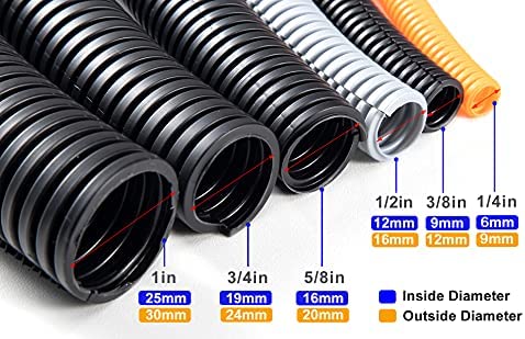 ZhiYo 20FT 3/8” Wire Loom Split Tubing Auto Wire Conduit Flexible Cover | High Temperature Heat Resistant -40F to 257F | Plastic Cover for Electrical Wires & Cables, Black