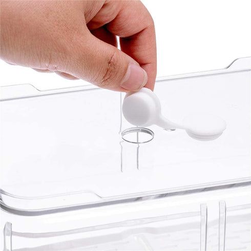 Benzoyl Lettuce Keeper Food Storage Containers Fridge Produce Saver, Stackable Refrigerator Organizer Foldable lid with Removable Drain Tray for Produce, Fruits, Vegetables 2800ML -2 Pack